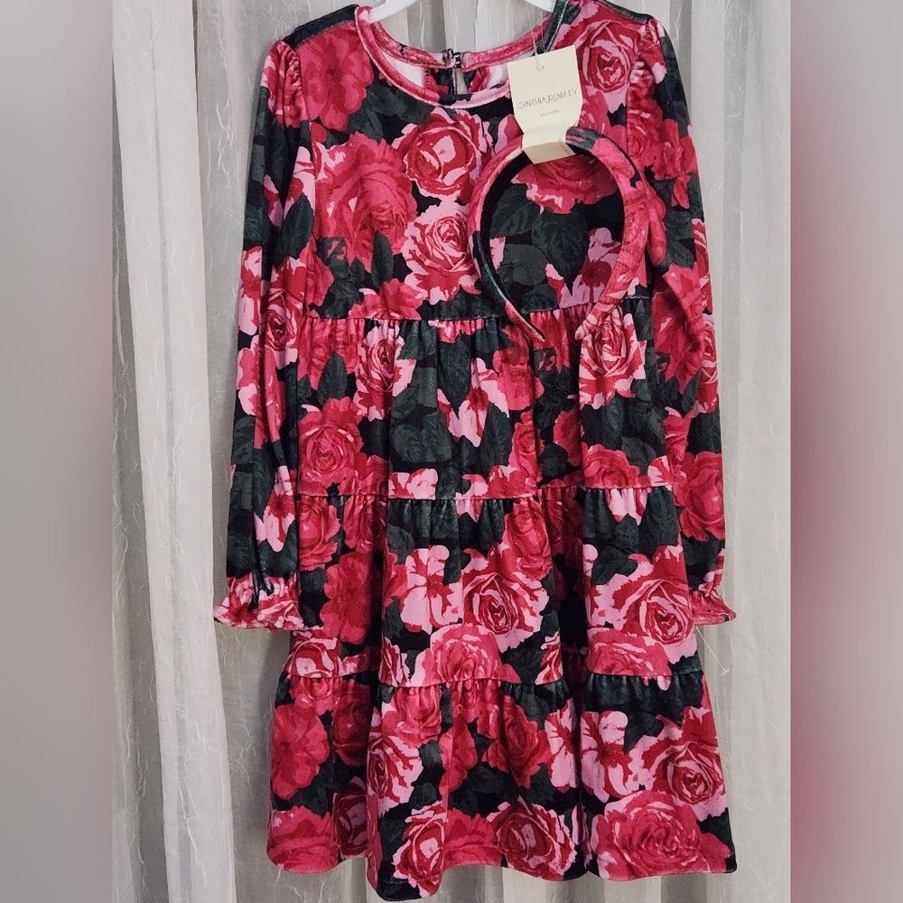 Cynthia Rowley Pink and Black Floral Girl's Dress, Size 6, NWT